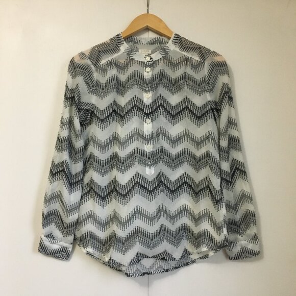 J. Crew Factory Zig Zag Clip Dot Popover Top - Picture 3 of 16